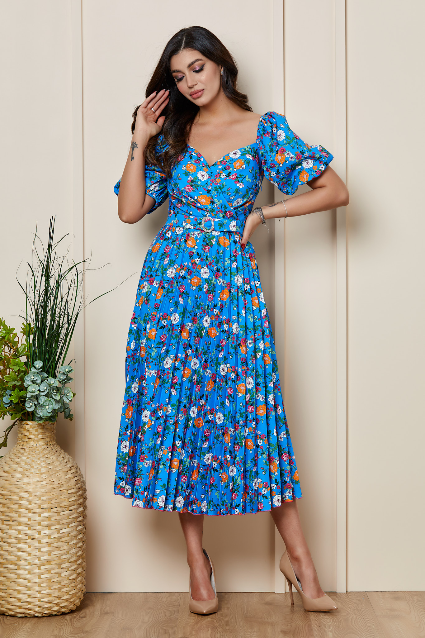 Rochie Ylda Albastru Floral