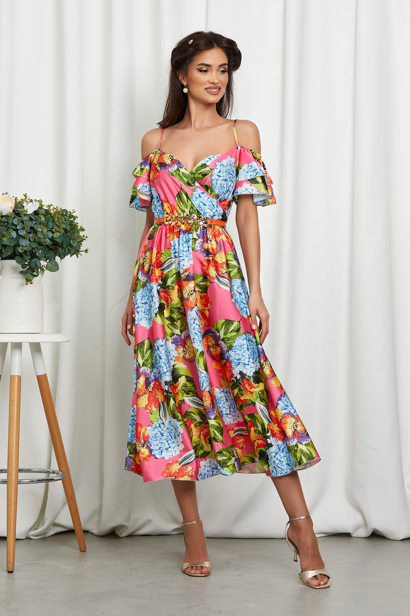 Rochie ignis roz multicolora