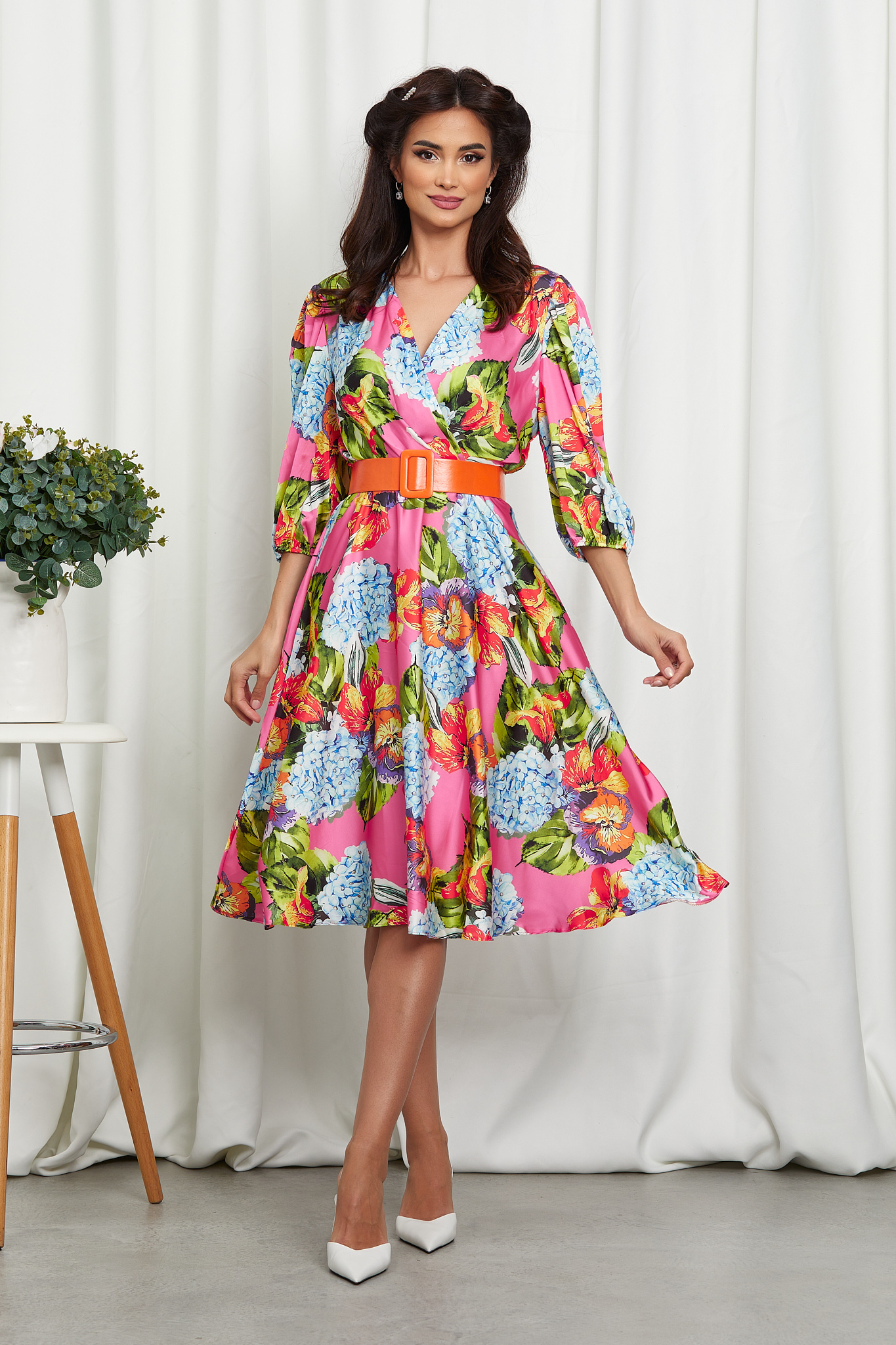 Rochie Glenda Roz Multicolora Oferte 2023-10-02