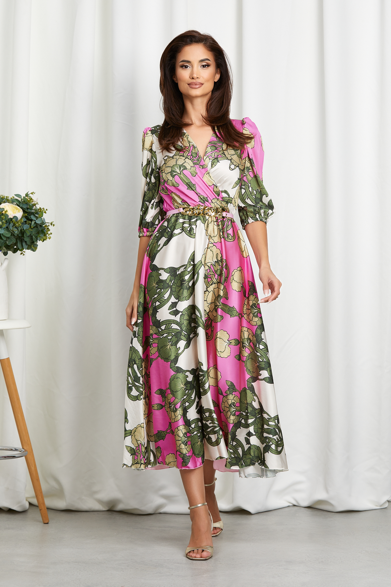 Rochie Yolanda Ciclam Floral Noua Colectie 2023-09-21
