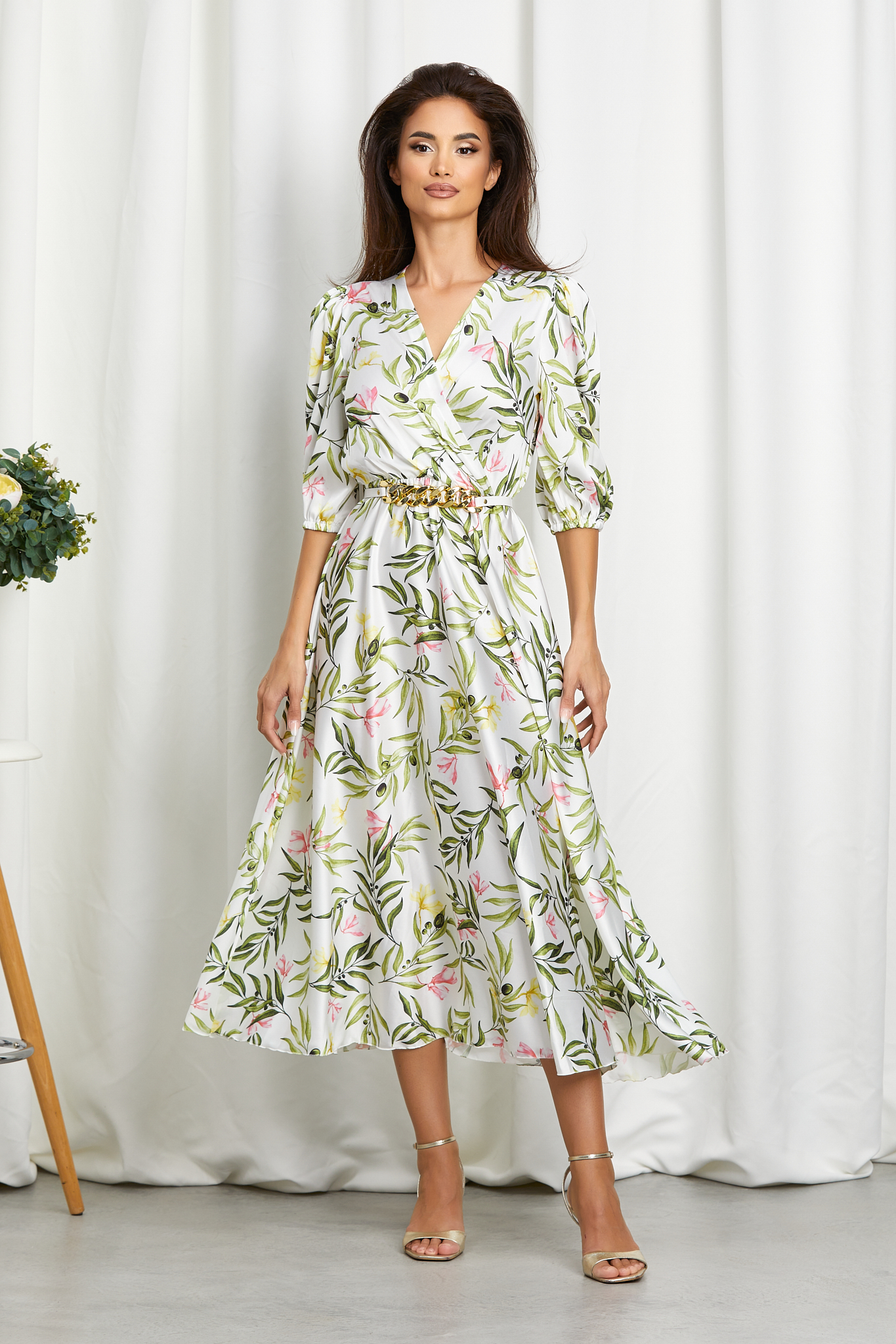 Rochie Yolanda Alb Verde Floral Toate produsele 2023-09-21