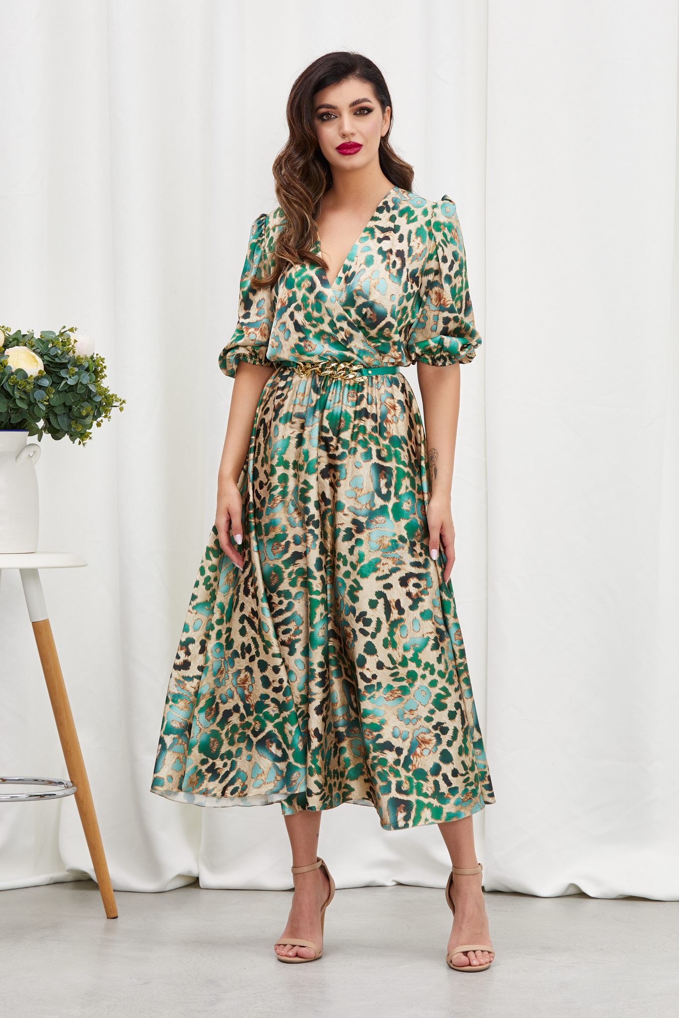 Rochie yolanda verde animal print
