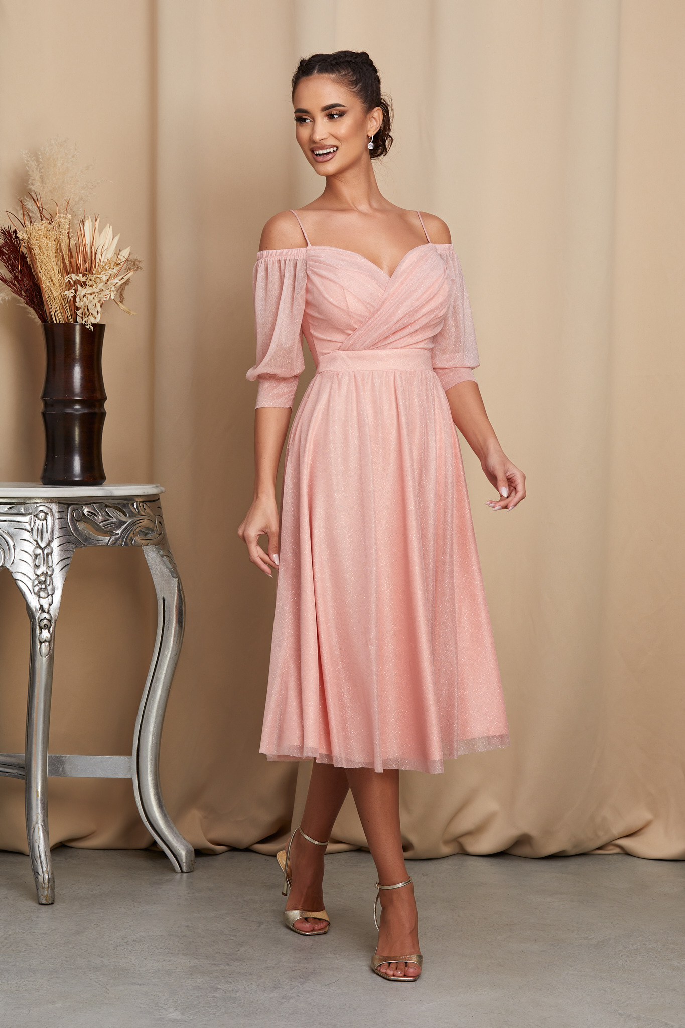 Rochie rosalinda peach