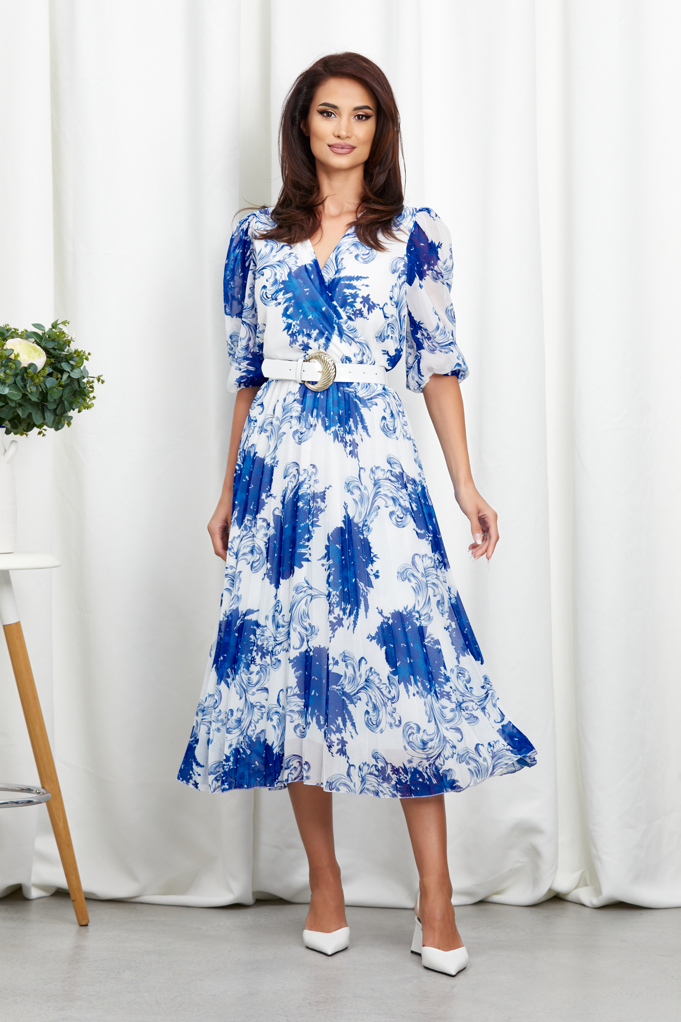 Rochie cryna albastru bicolora
