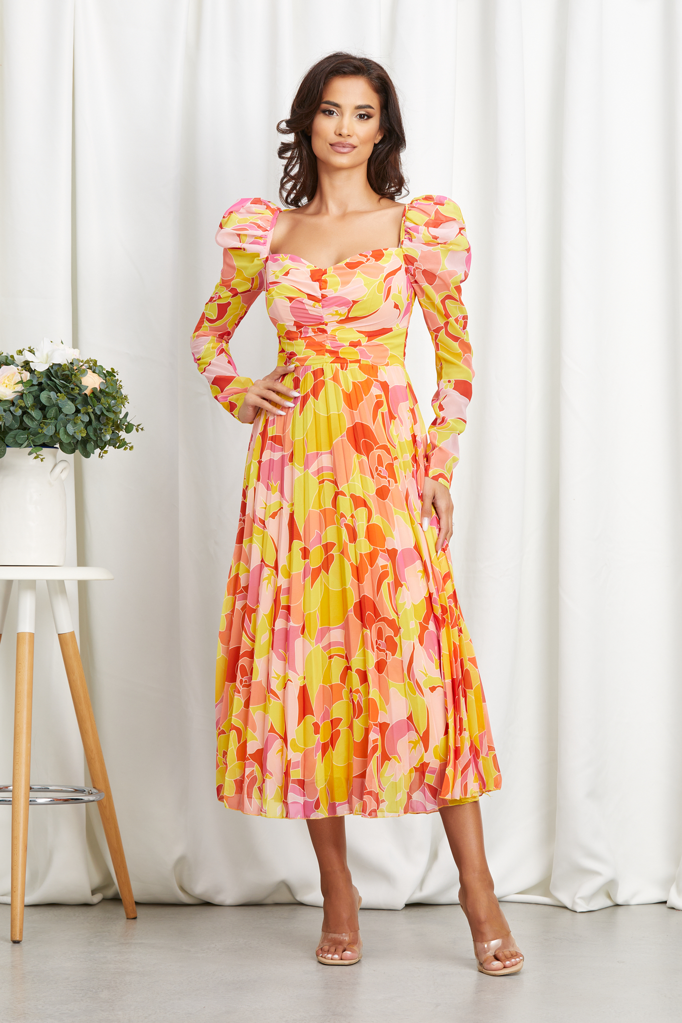 Rochie derika galben floral