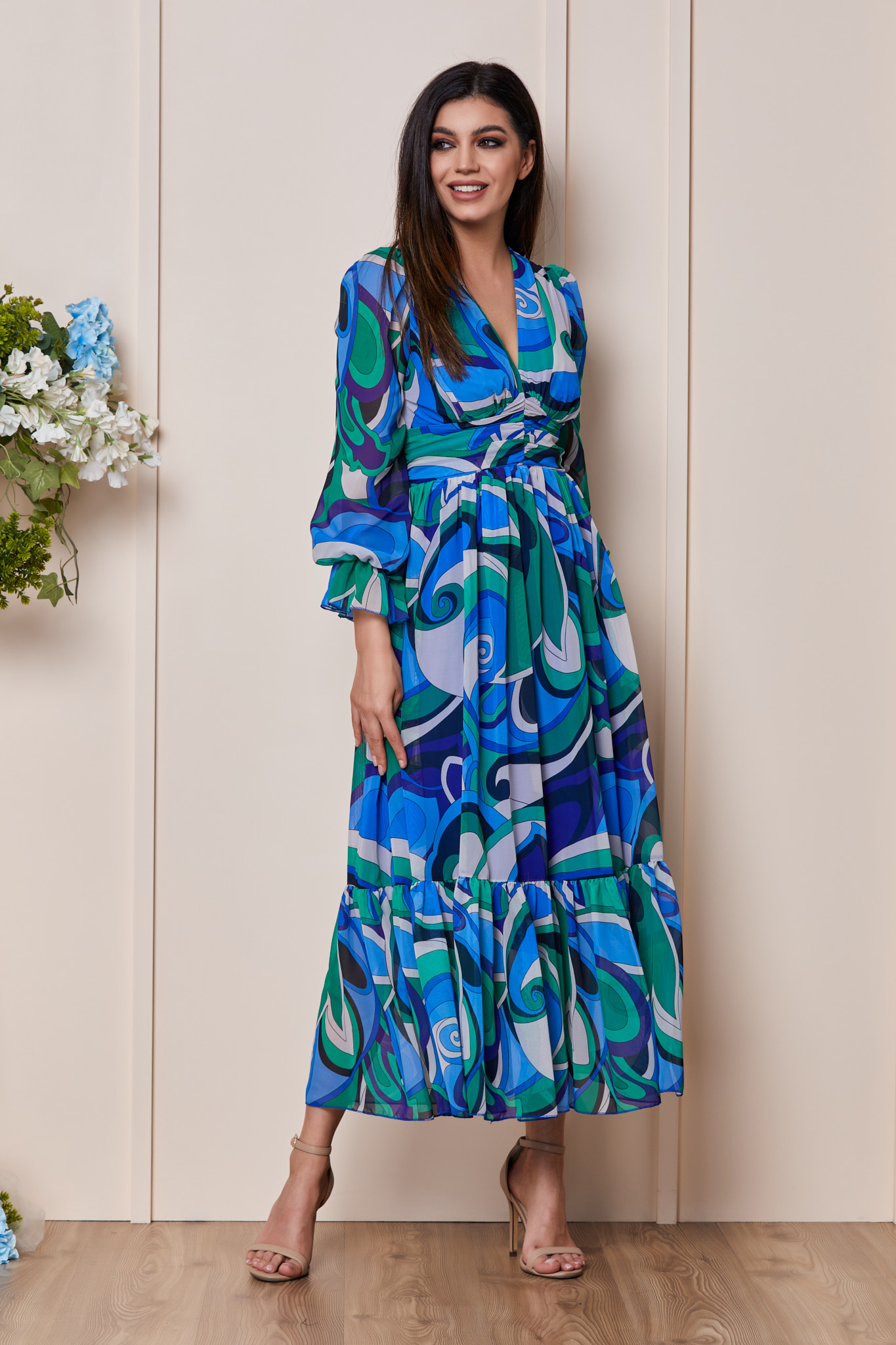 Rochie Lynette Albastra Multicolora 2023 ❤️ Pret Super zonia imagine noua 2022