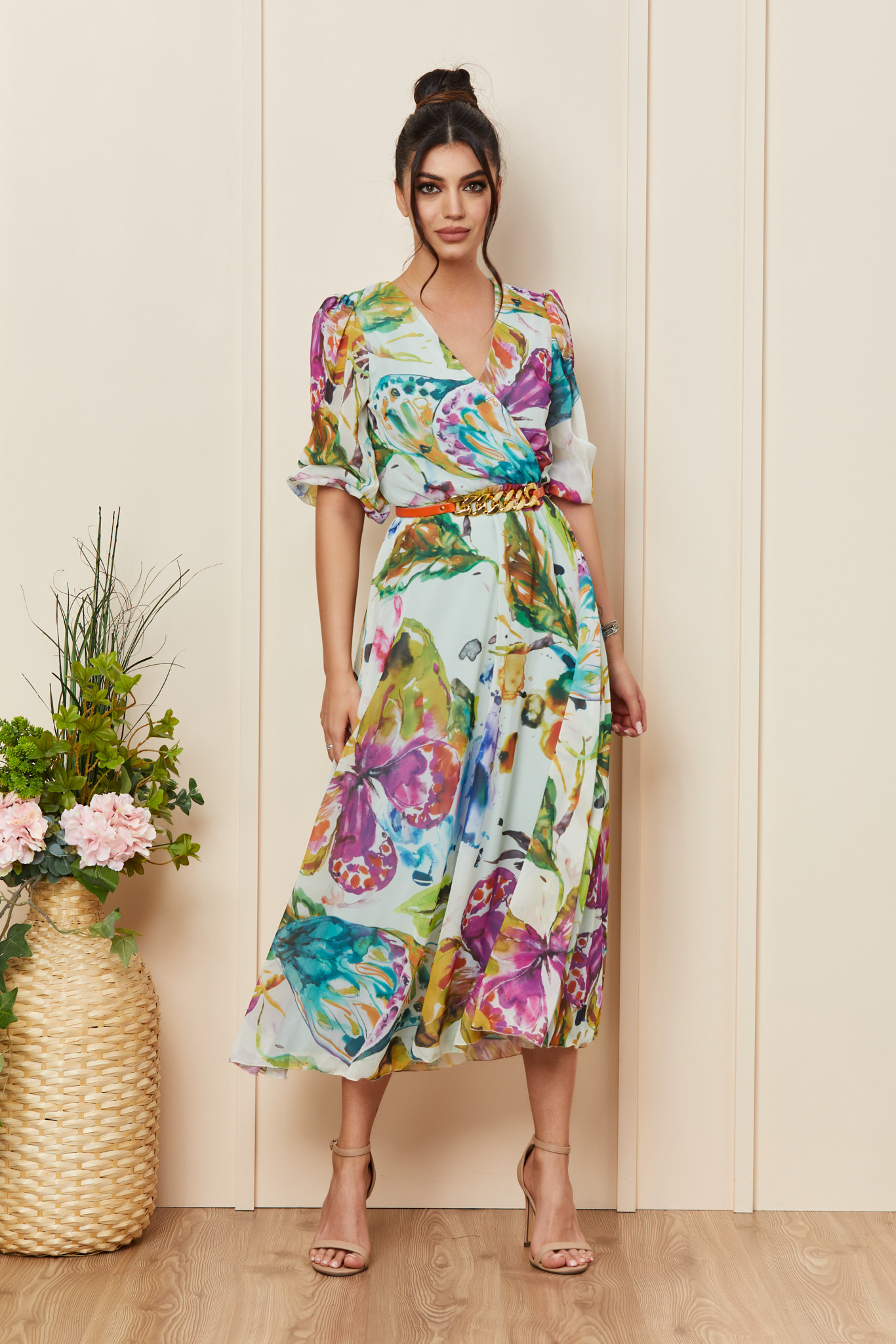 Rochie Katya Alb Pastel