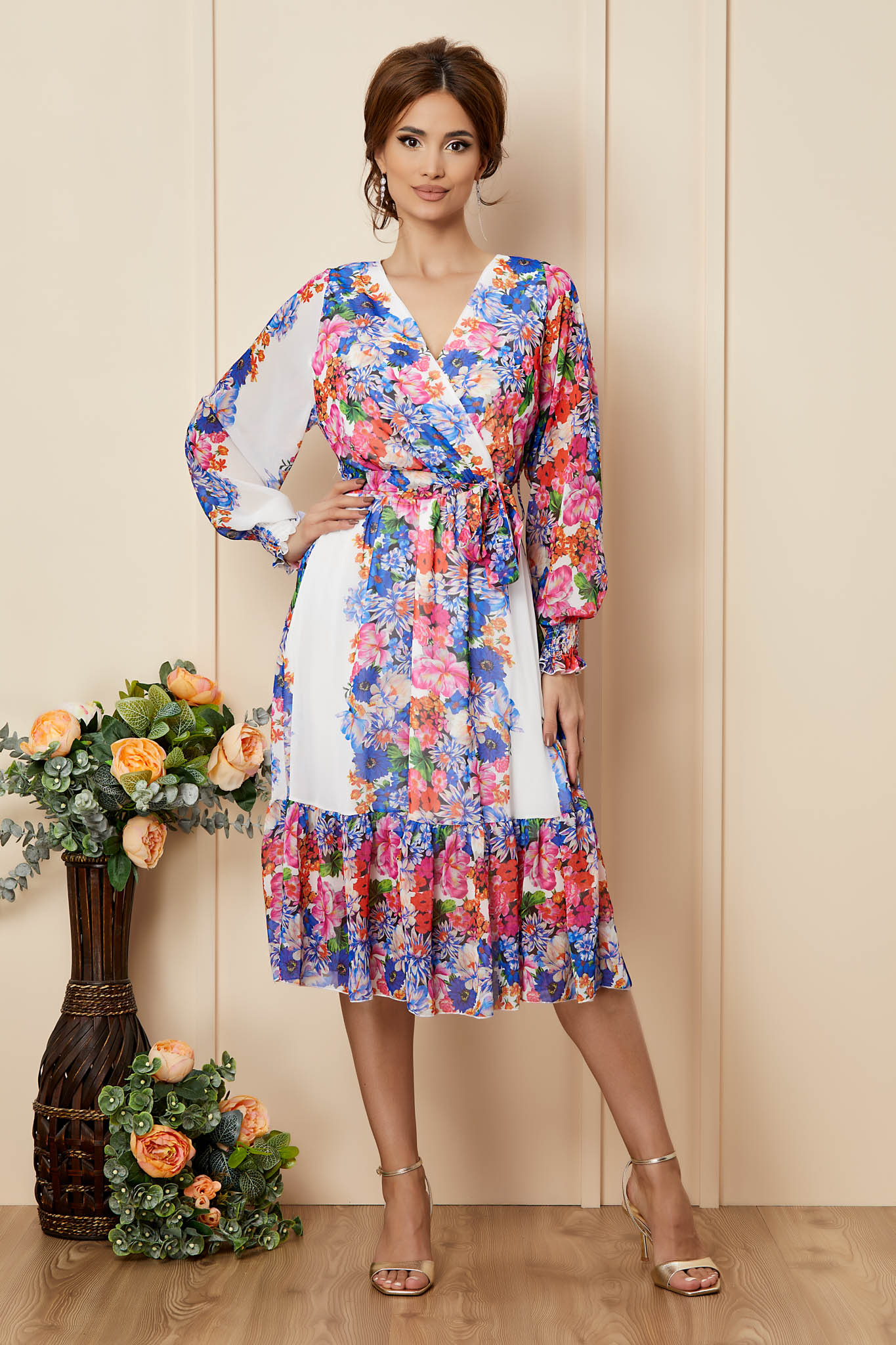 Rochie Soraya Alb Floral