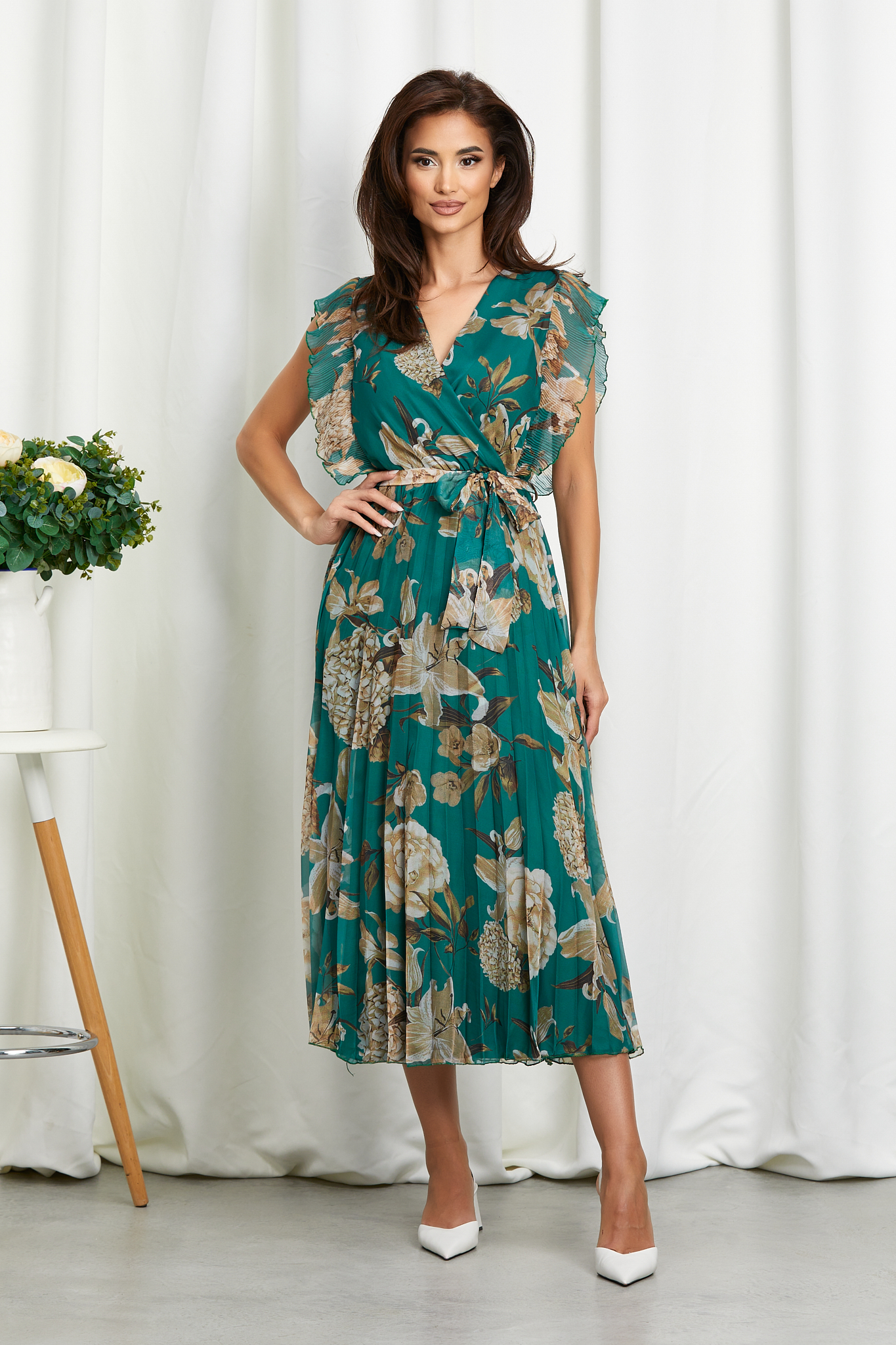 Poze Rochie Judy Verde Floral zonia.ro 