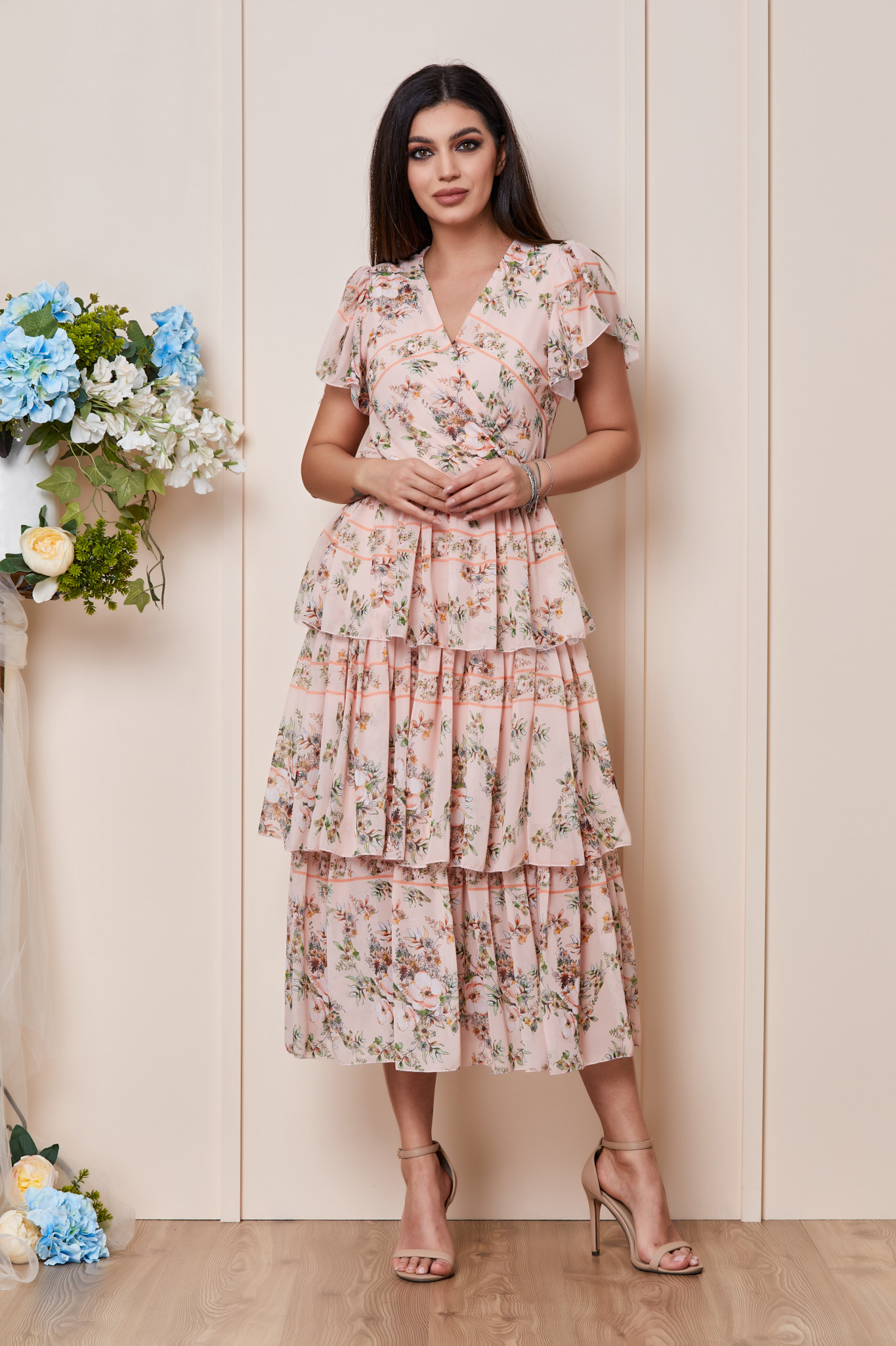 Rochie Ariella Peach Floral 2023 ❤️ Pret Super zonia imagine noua 2022