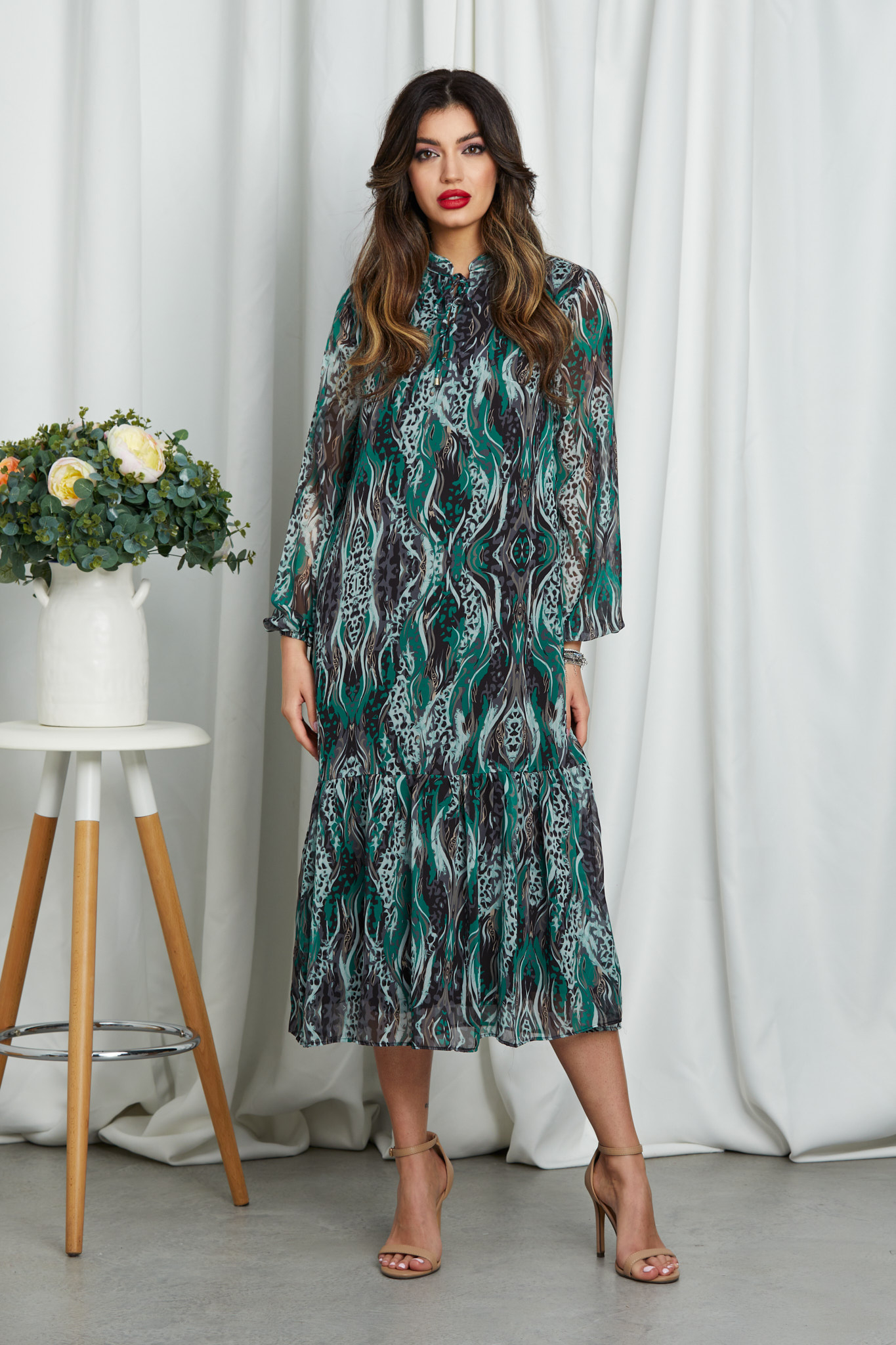 Rochie sinead verde multi