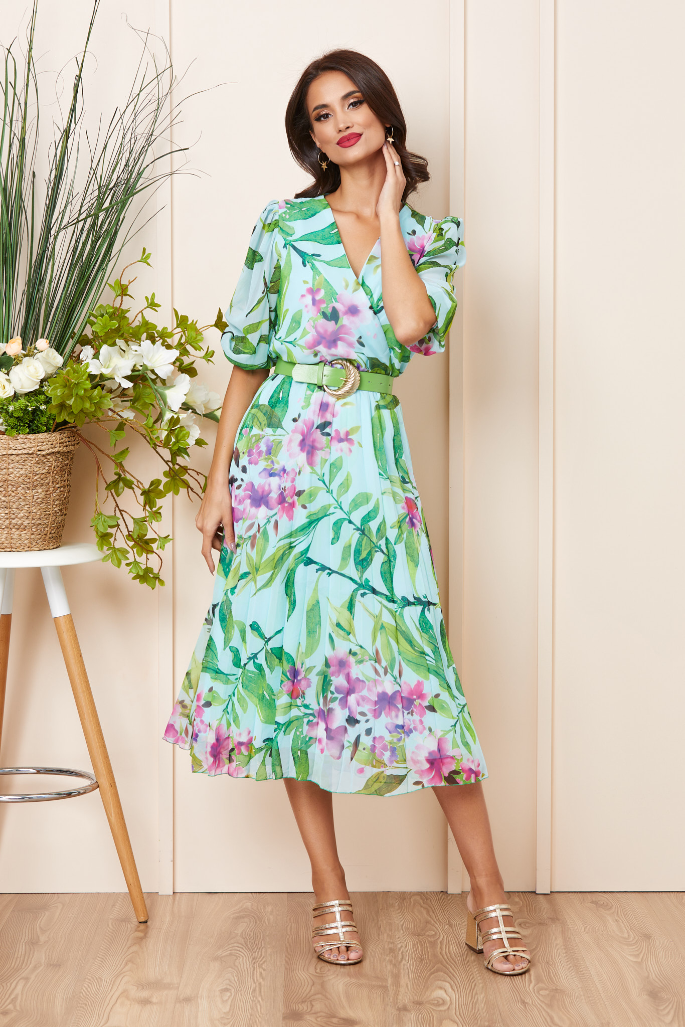 Rochie cryna turcoaz floral