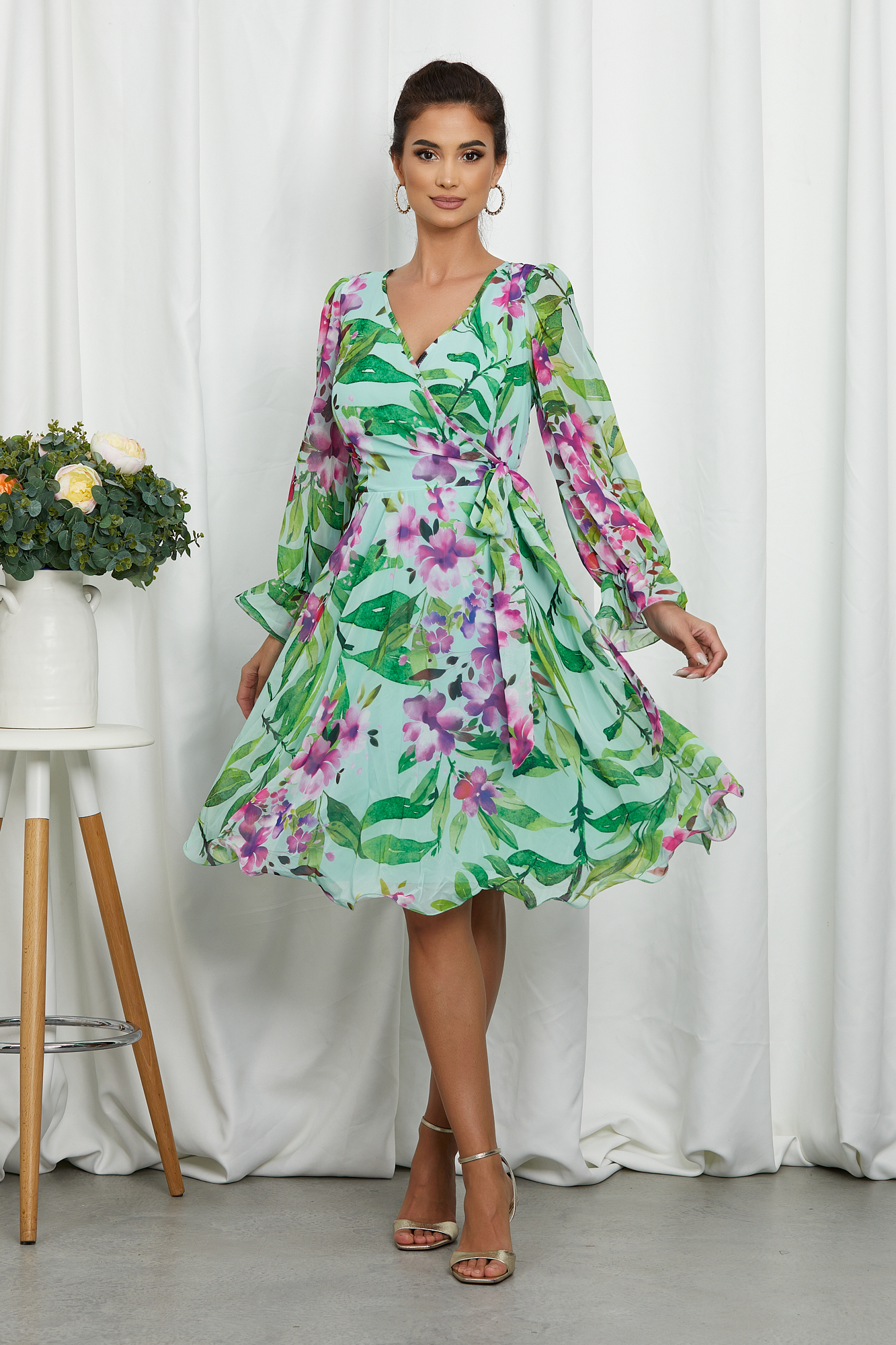 Rochie simine turcoaz floral