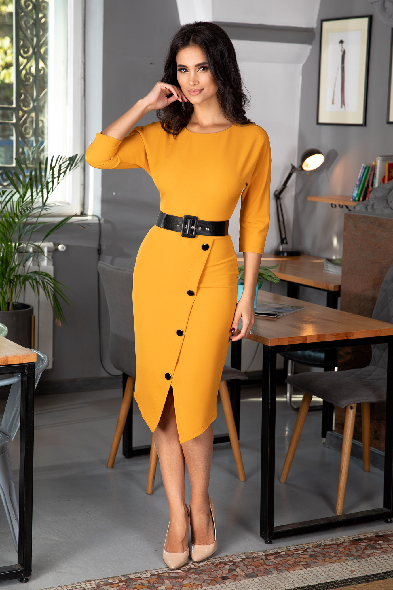 Rochie audrey galben mustar
