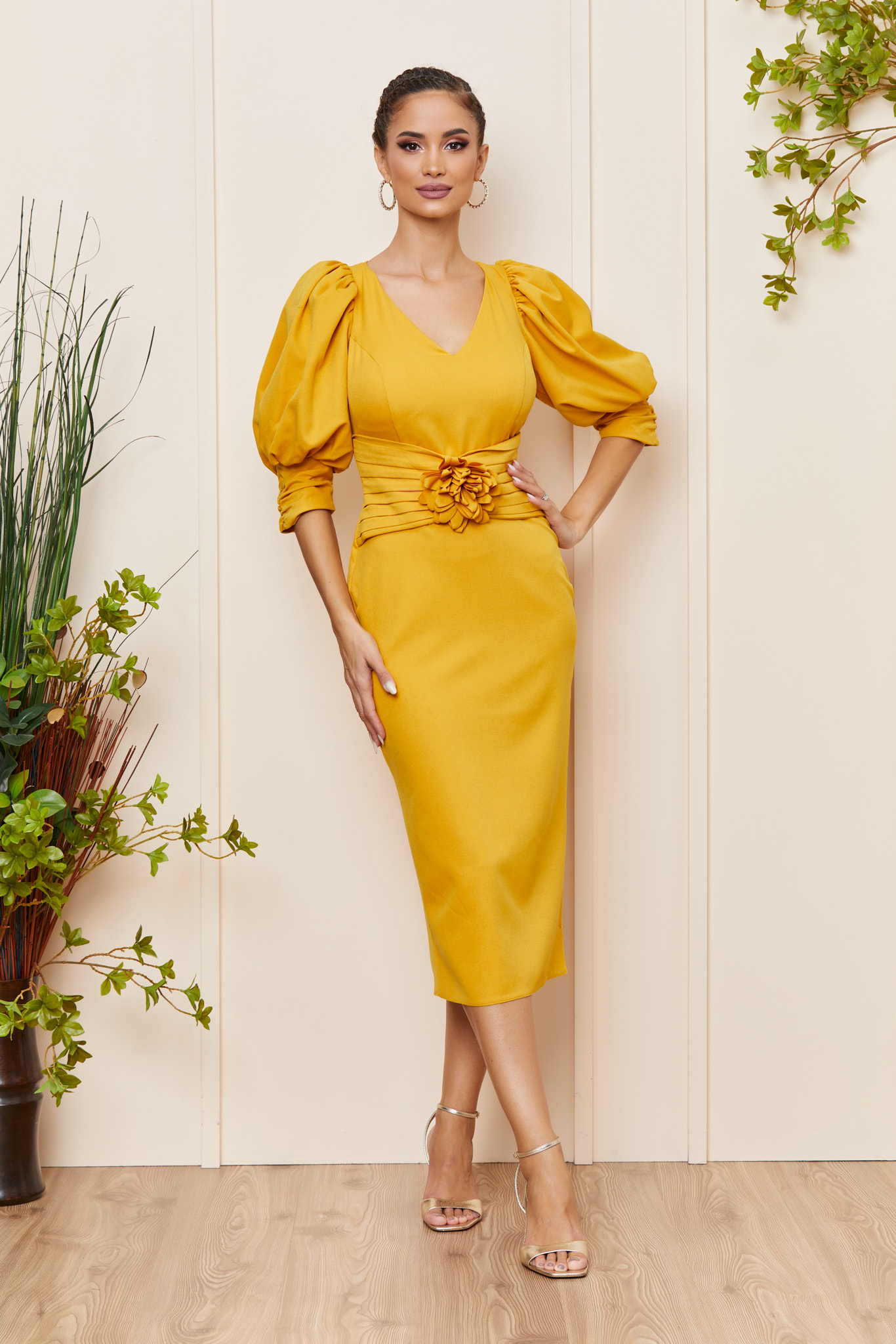 Rochie Emona Galben Mustar