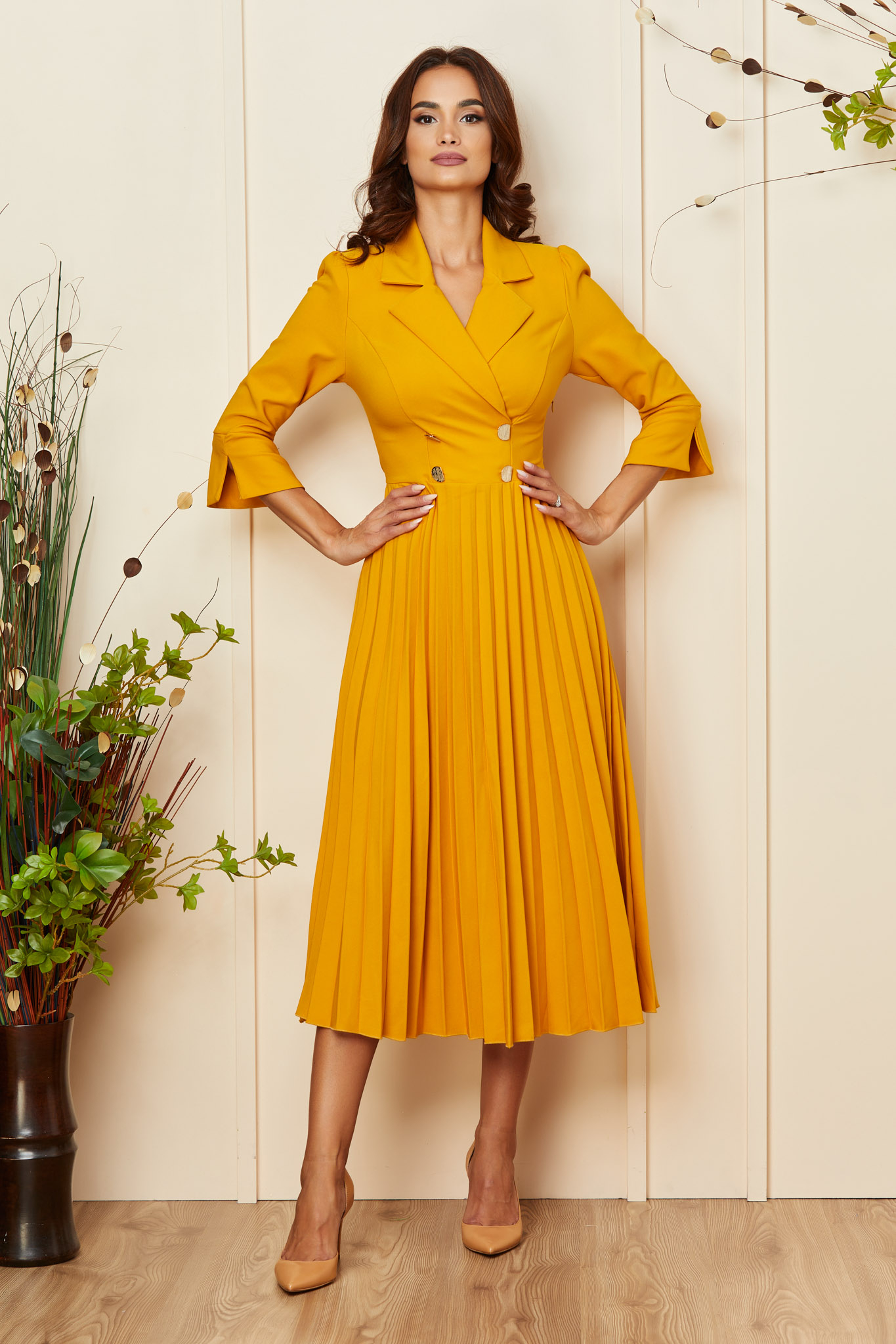 Rochie Renata Galben Mustar