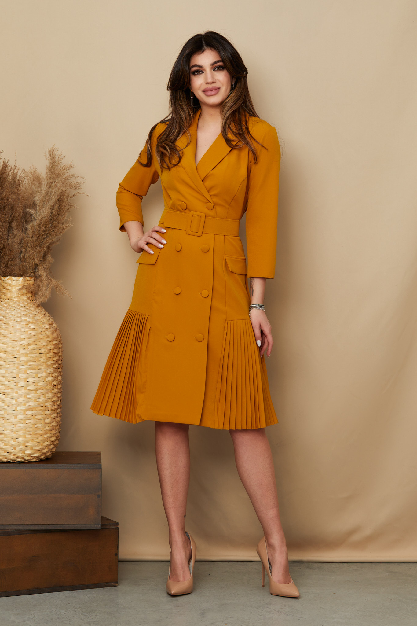 Rochie emelly galben mustar