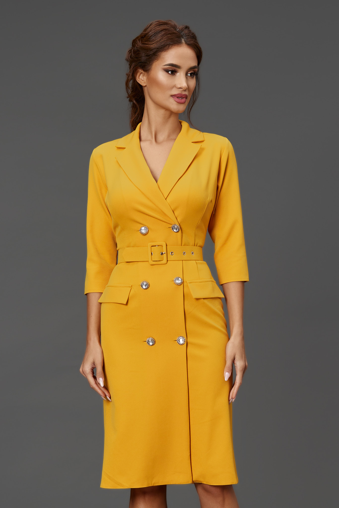 Rochie york galben mustar