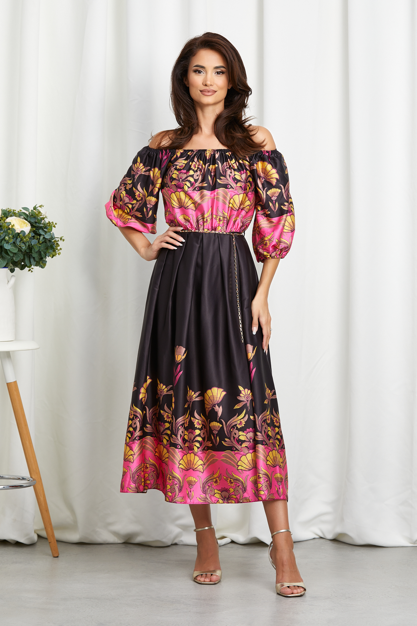 Rochie Daphne Negru Floral Rochii 2023-09-21