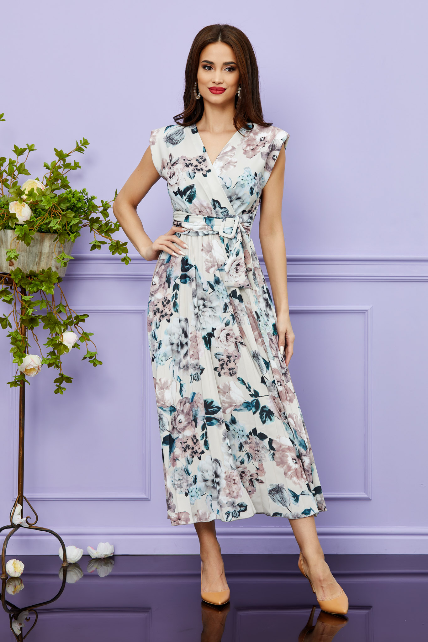 Rochie Carmen Nude Floral