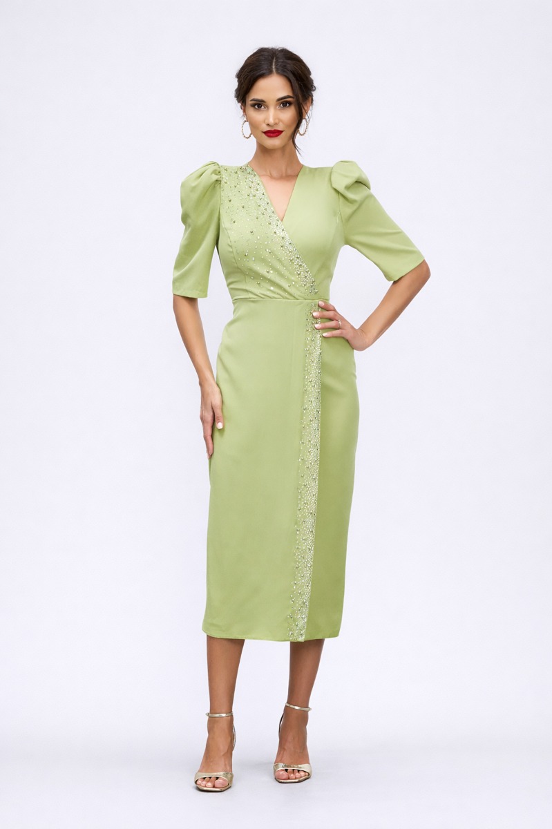 Rochie Elisha Mint 319 lei | Rochie midi eleganta accesorizata cu