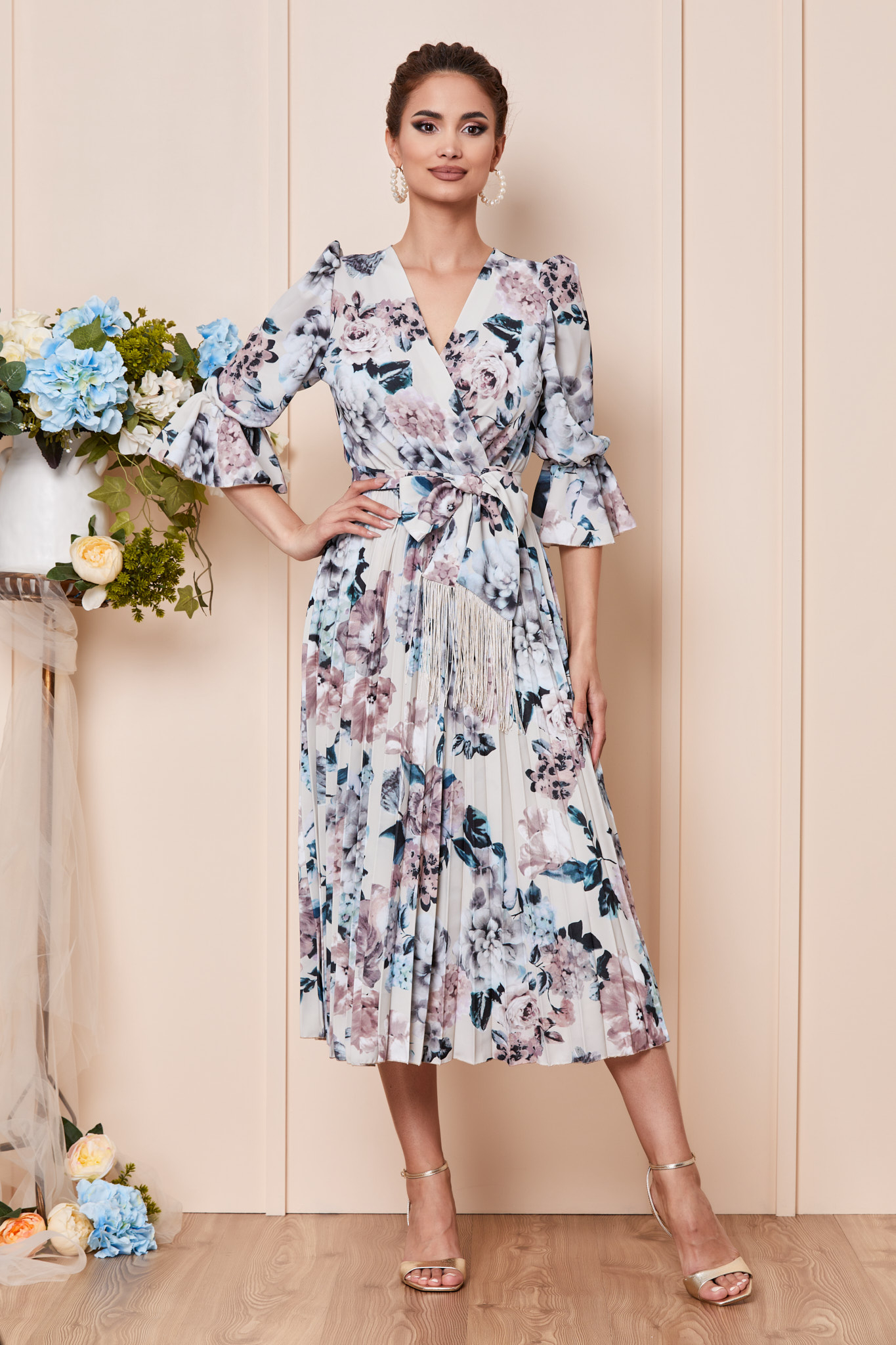 Rochie Zenaida Nude Floral 2023 ❤️ Pret Super zonia imagine noua 2022