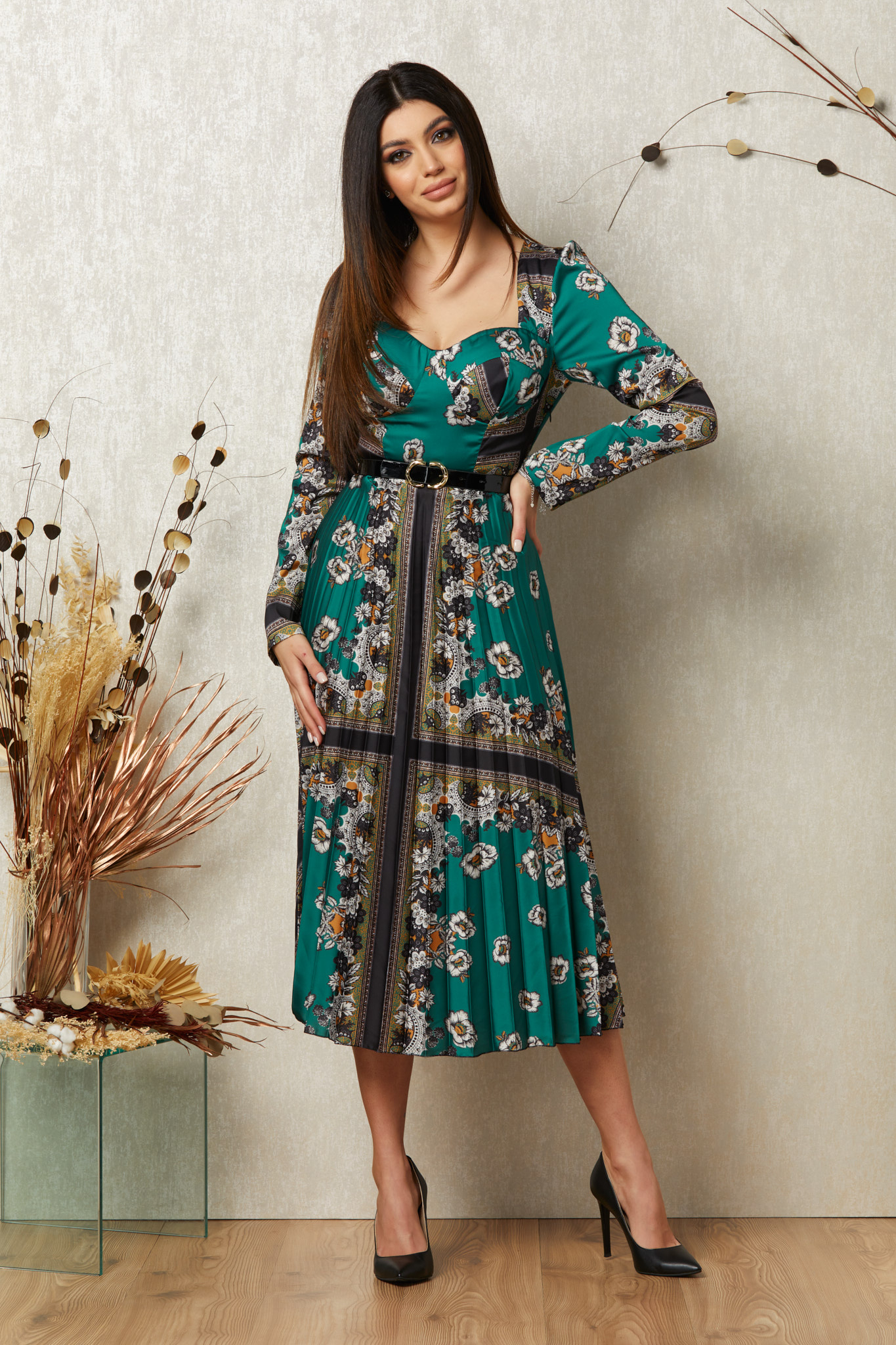 Rochie selena verde floral