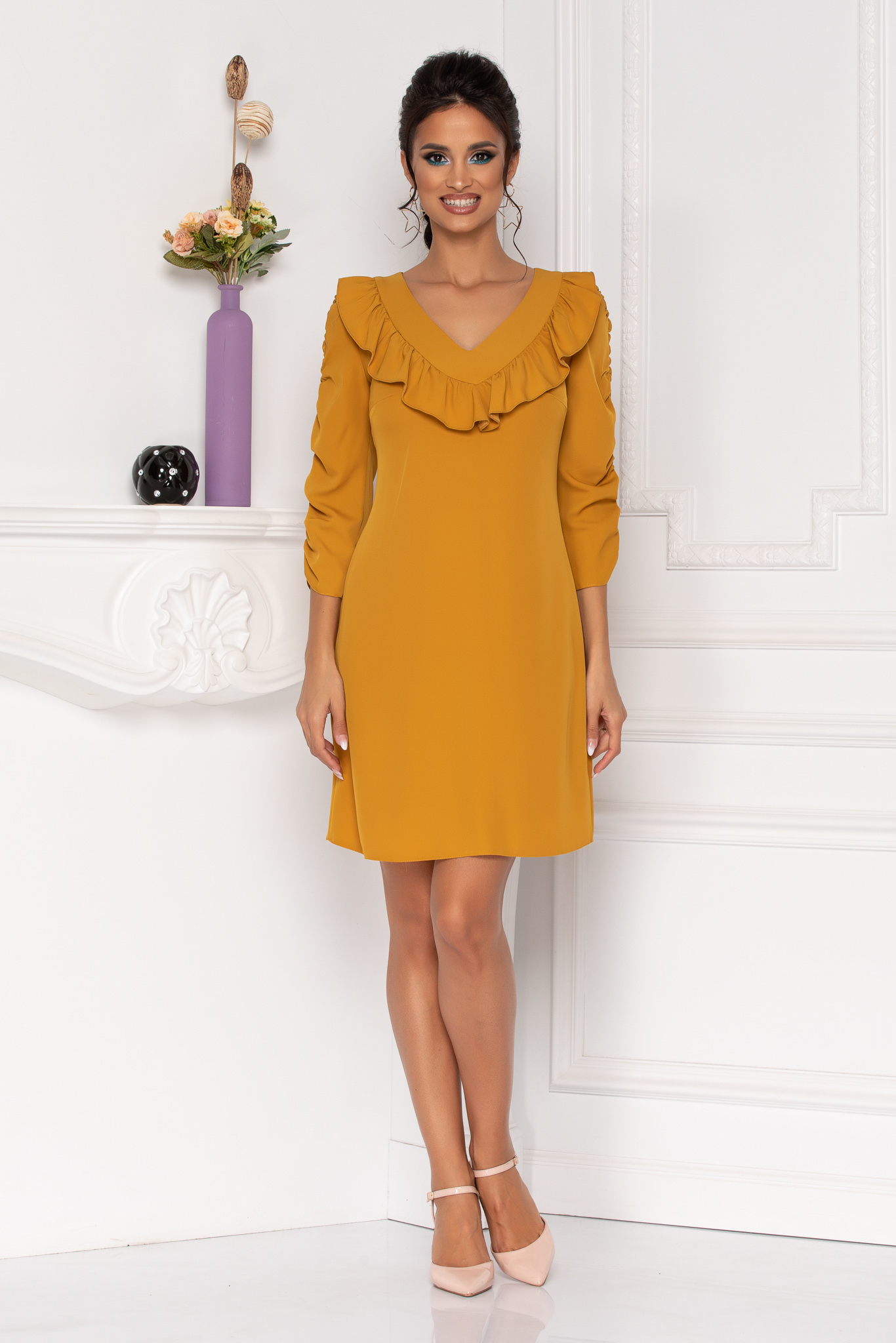 Rochie moze lanya galben mustar