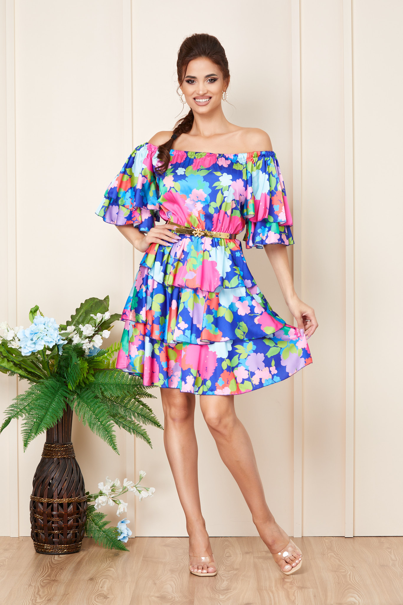 Rochie Moanna Albastru Multi Floral