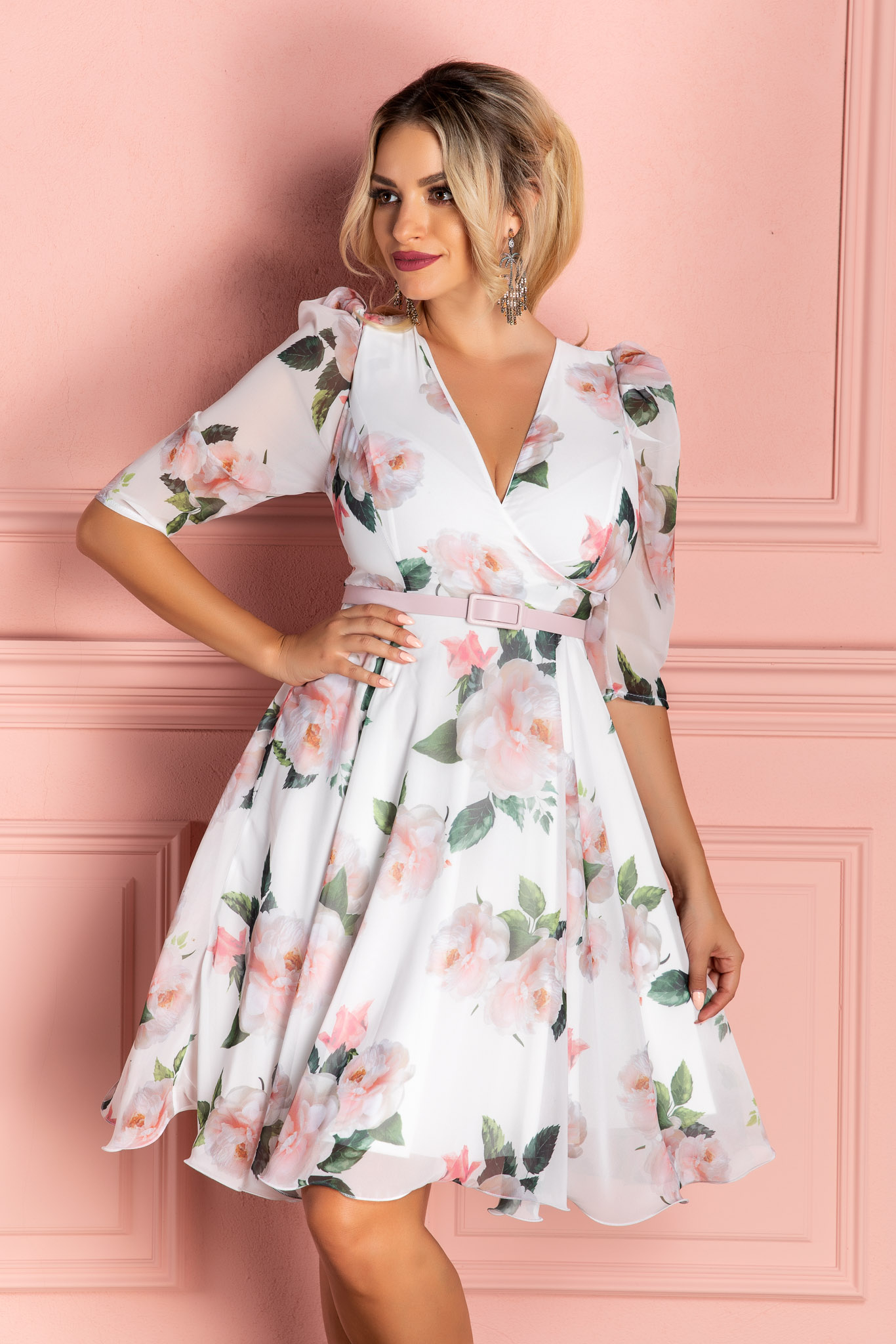 Rochie magda alb floral