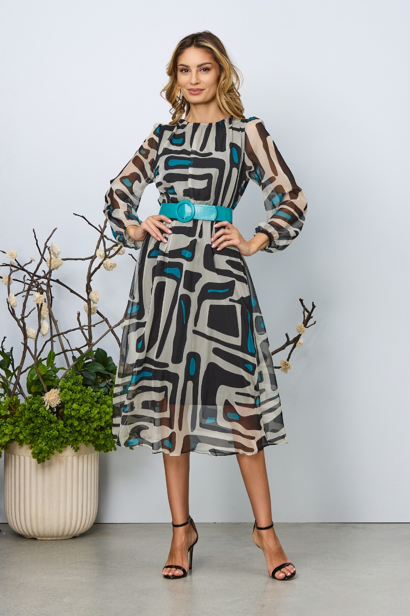 Rochie eleganta Nonka Turcoaz Multi