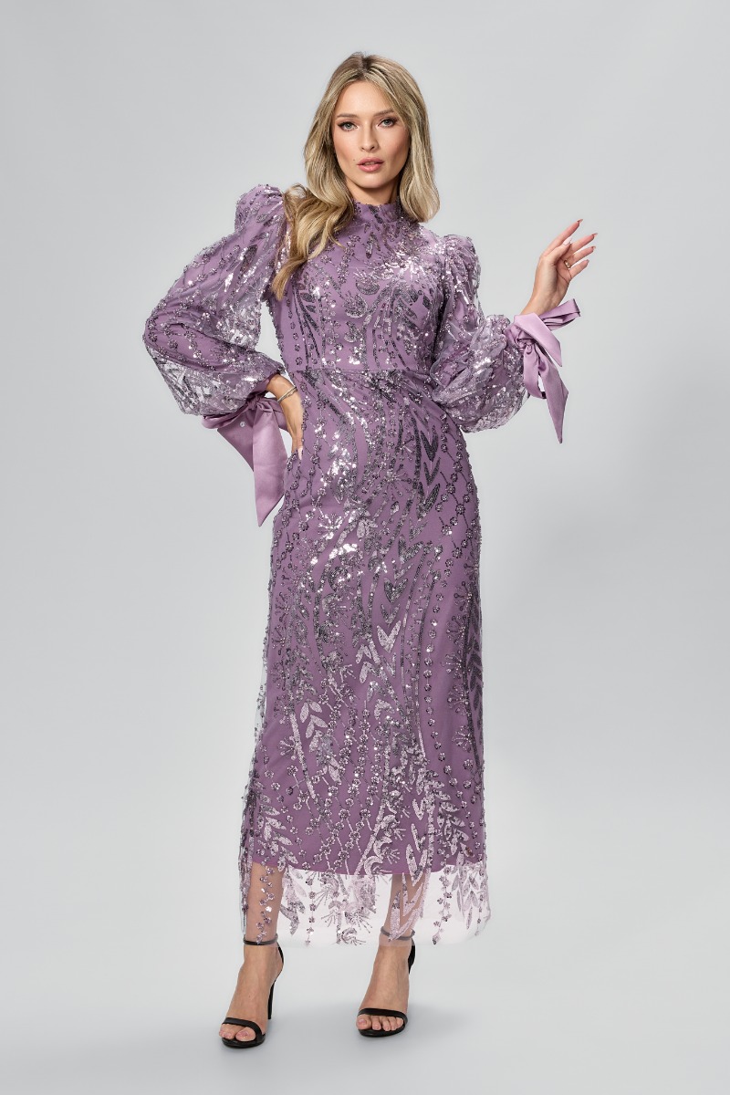 Rochie de ocazie premium din tull cu paiete Nirvana Lila