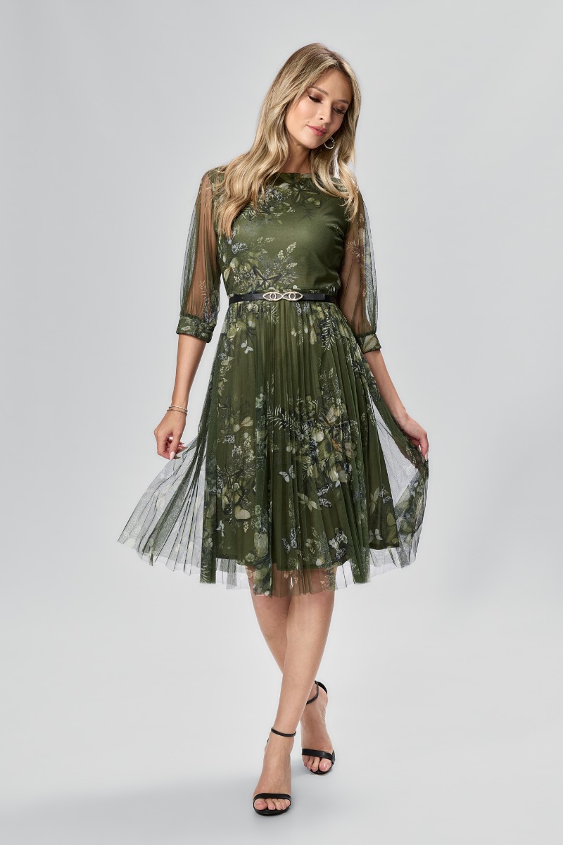 Rochie de ocazie din tull cu imprimeu floral Edna Kaki