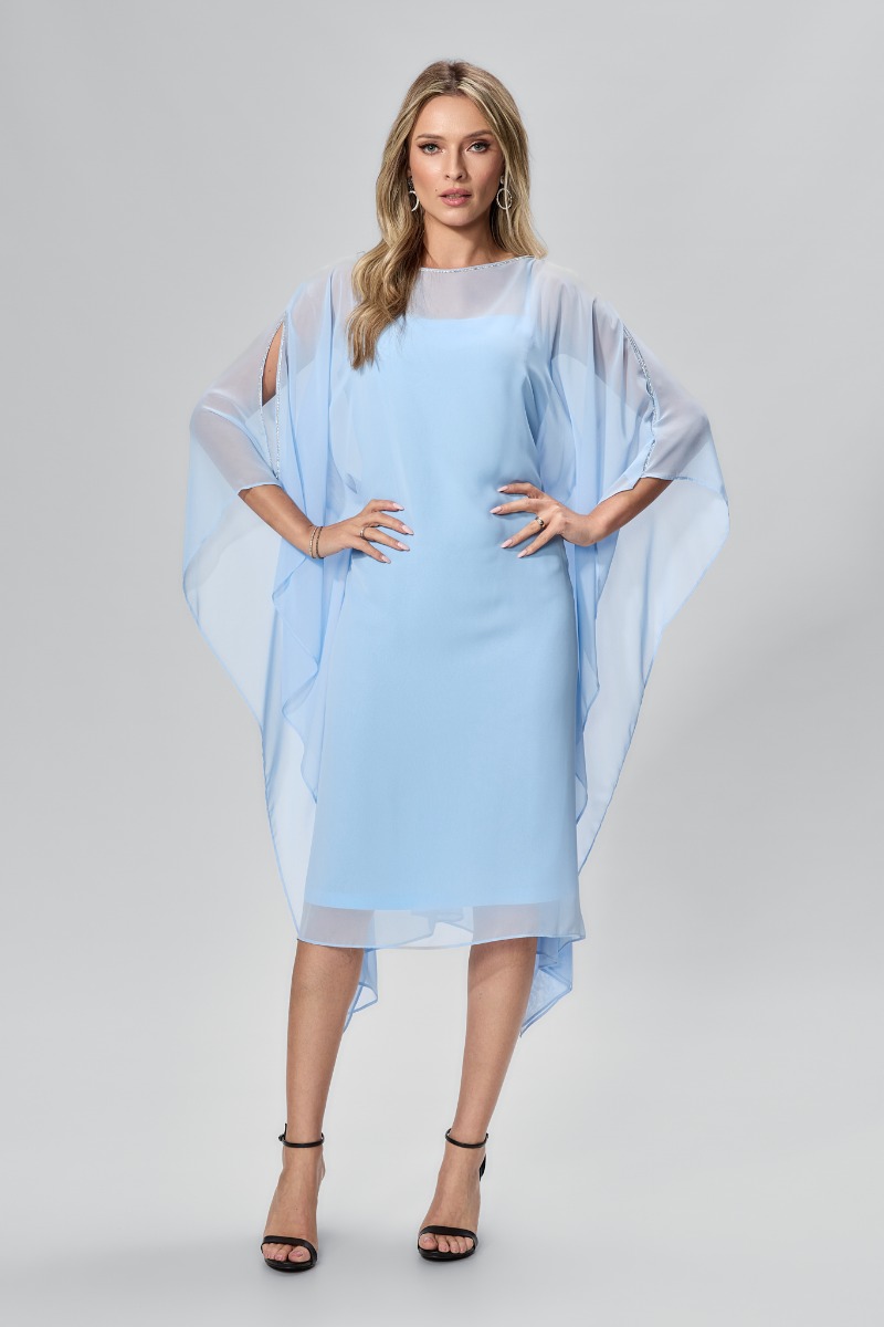 Rochie de ocazie din voal cu strass-uri Maureen Bleu