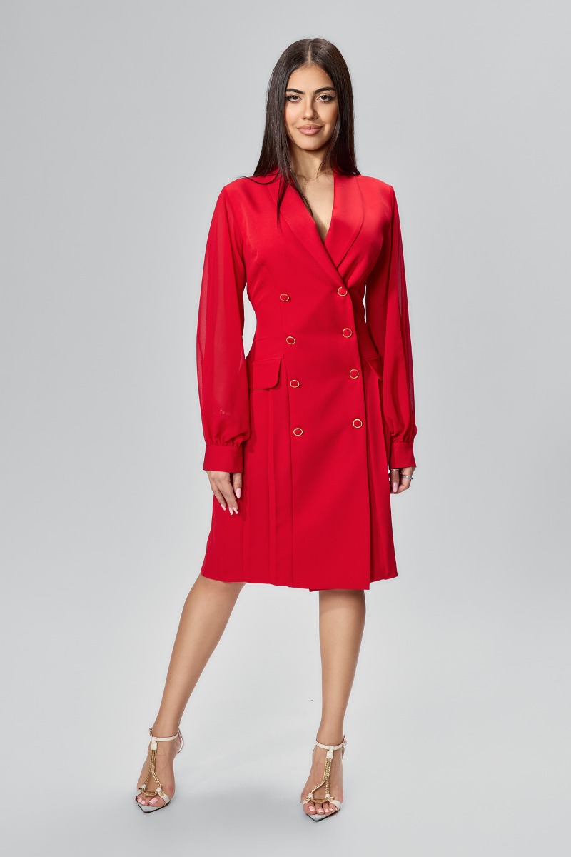 Rochie eleganta tip sacou cu maneci din voal Sue Rosie