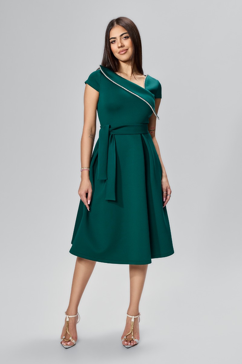 Rochie de ocazie din neopren cu strass-uri Yannika Verde
