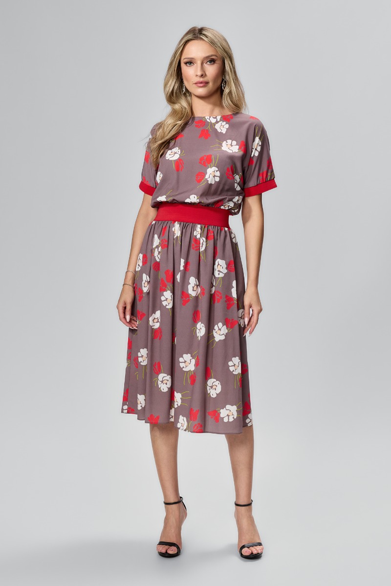 Rochie casual cu imprimeu si elastic in talie Brie Multi
