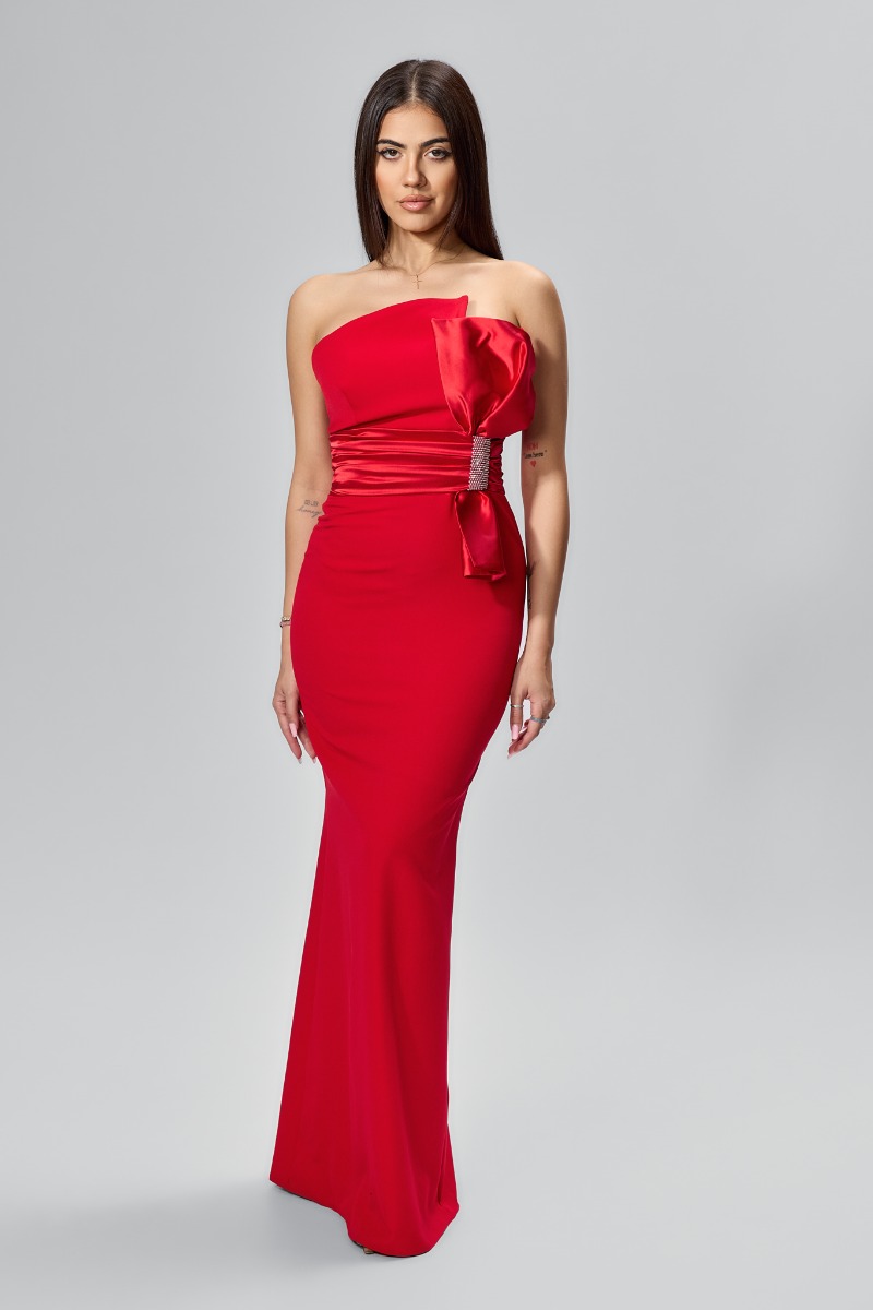 Rochie de ocazie premium cu funda din satin Bright Rosie
