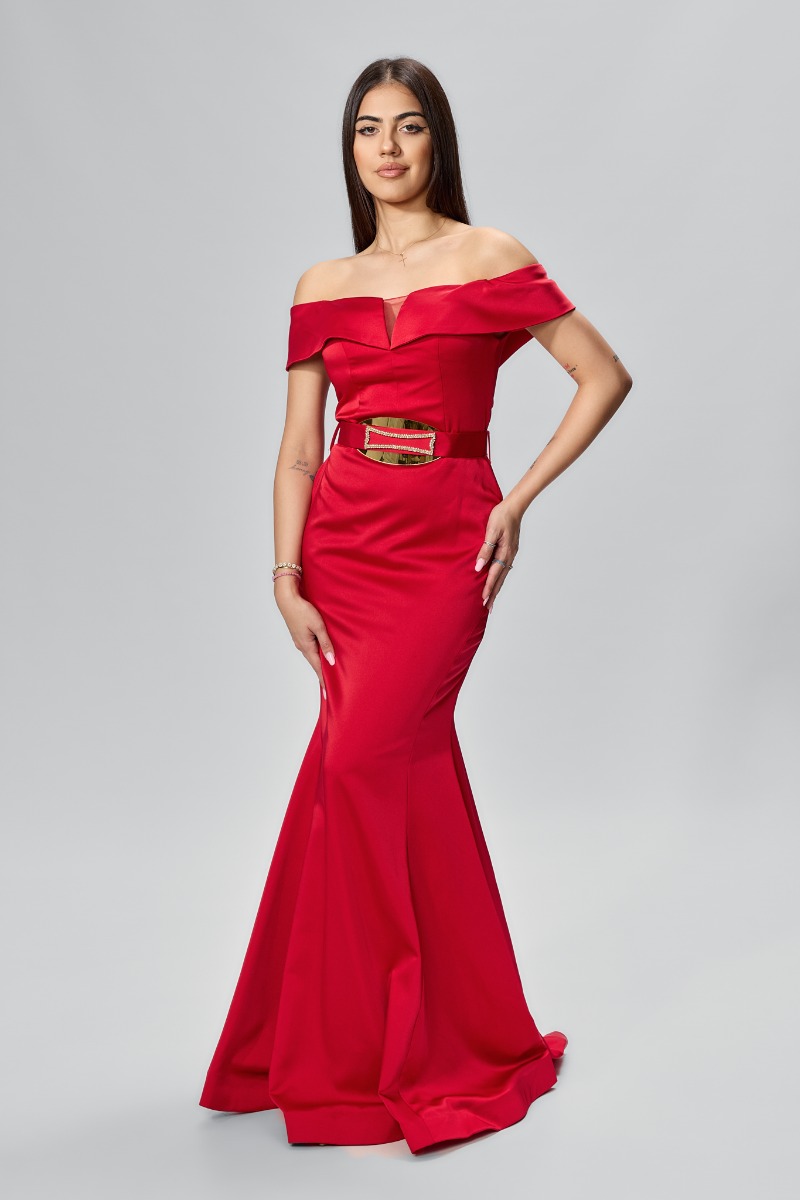 Rochie de ocazie premium tip sirena din satin Noble Rosie