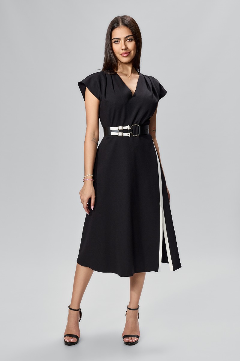 Rochie eleganta in clos cu crepeu in fata Lisbeth Neagra