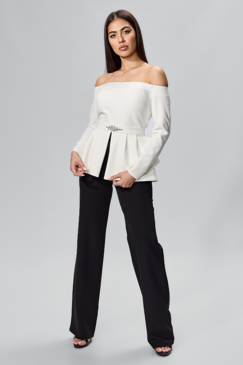 Salopeta de ocazie cu peplum si umeri goi Soiree Bicolora