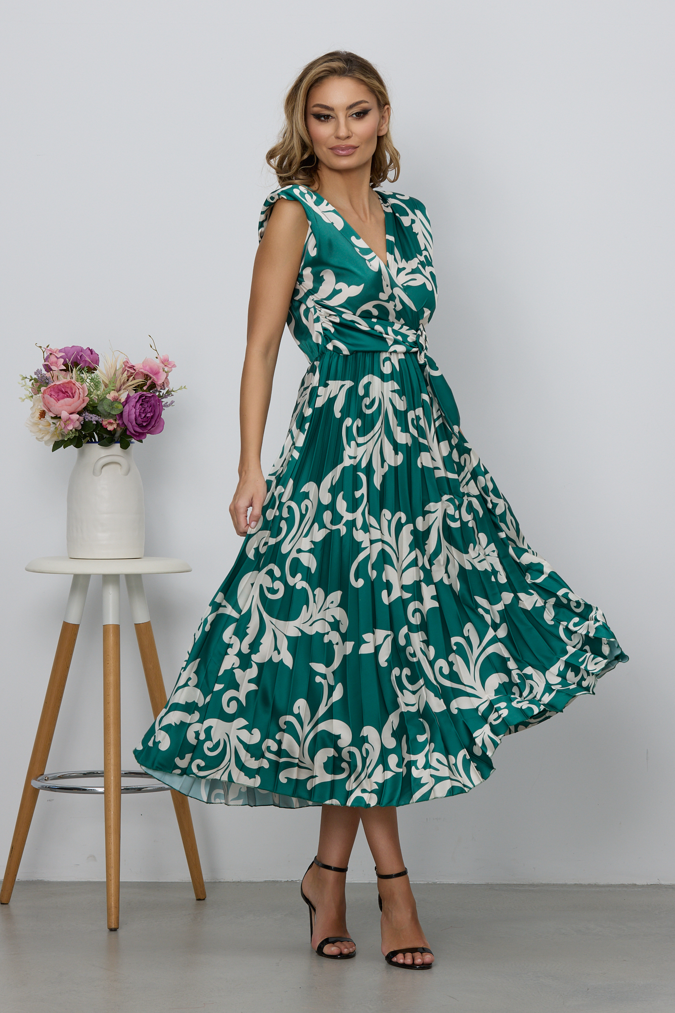 Rochie Carmen Verde Bicolora