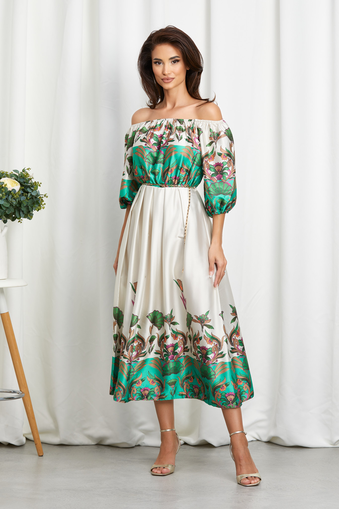 Rochie Daphne Verde Floral Rochii 2023-09-21